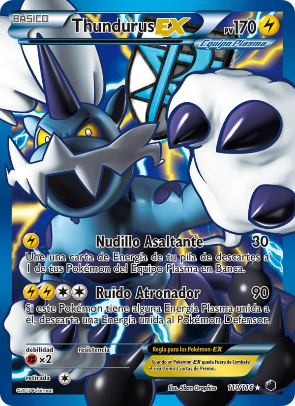 Carta Thundurus-EX de la expansión Glaciación Plasma, número 110/116