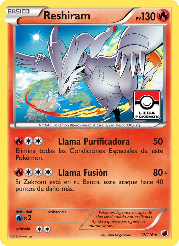 Carta Reshiram de la expansión Glaciación Plasma, número 17/116