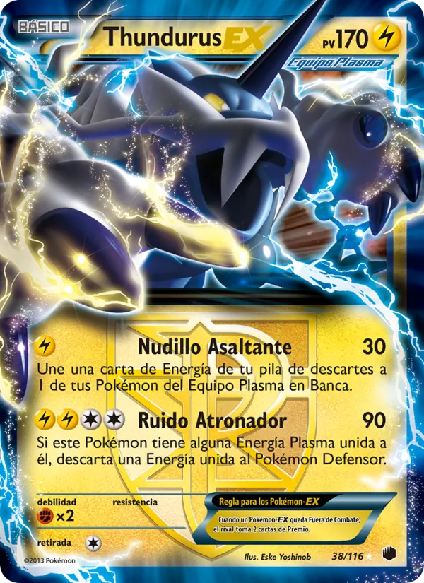 Carta Thundurus-EX de la expansión Glaciación Plasma, número 38/116
