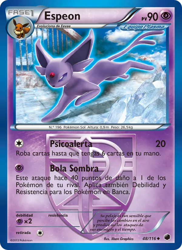 Carta Espeon de la expansión Glaciación Plasma, número 48/116
