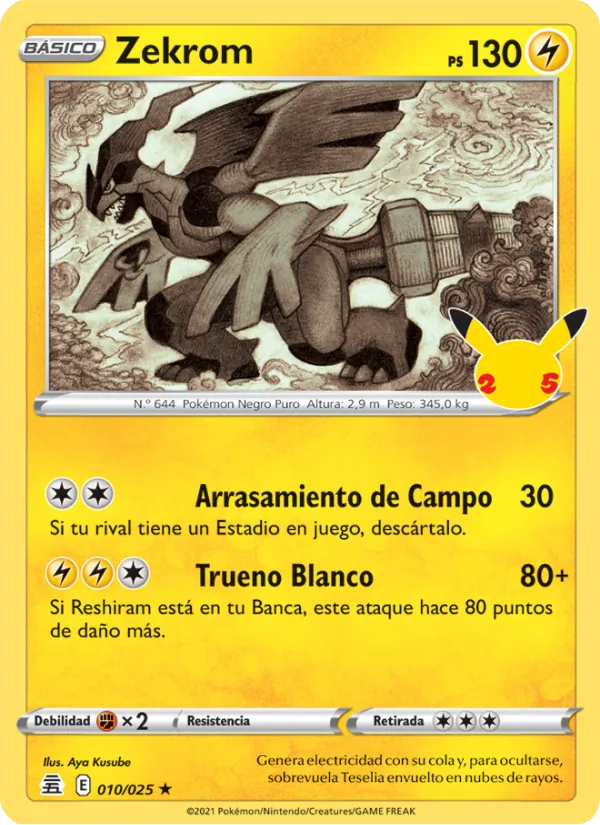 Carta Zekrom de la expansión Celebraciones, número 10/25