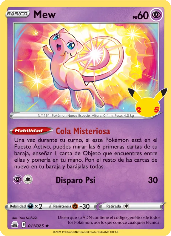 Carta Mew de la expansión Celebraciones, número 11/25