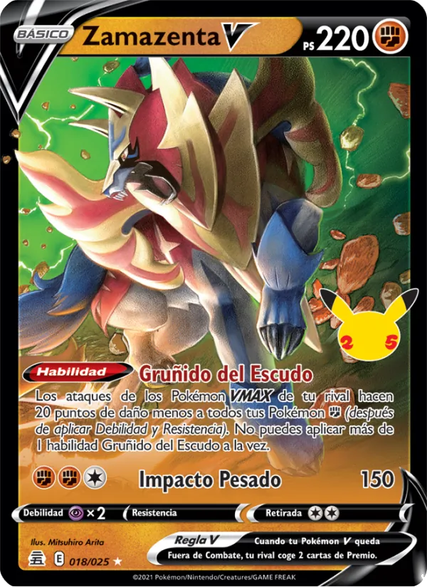 Carta Zamazenta V de la expansión Celebraciones, número 18/25