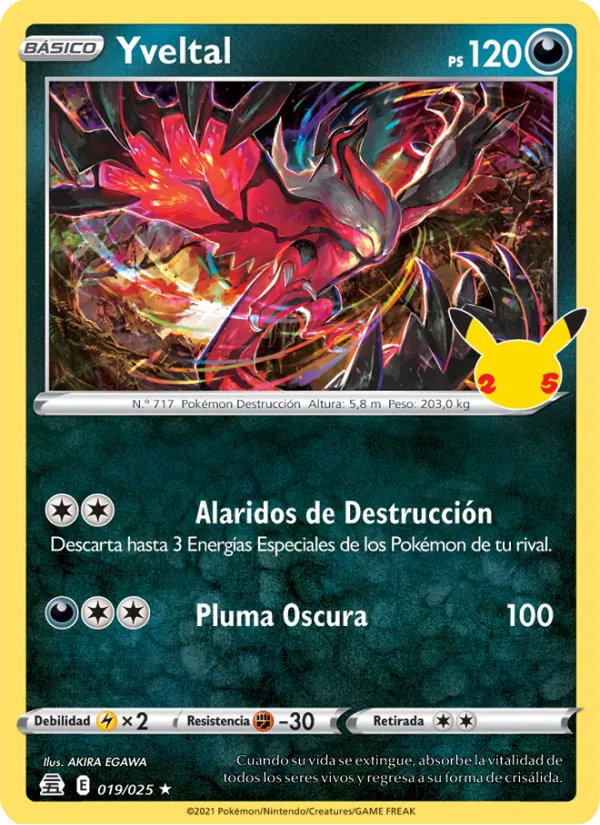 Carta Yveltal de la expansión Celebraciones, número 19/25