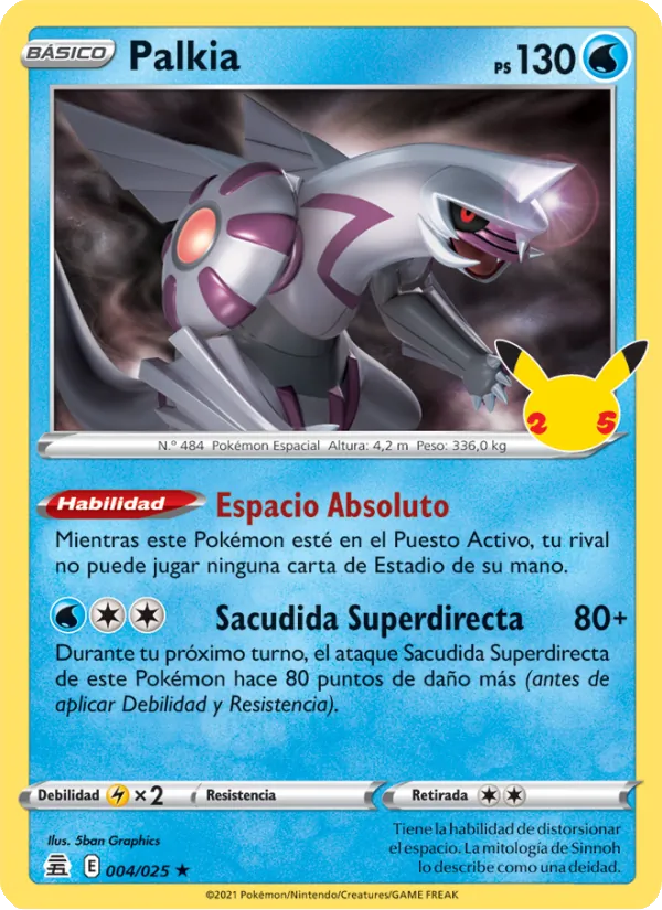 Carta Palkia de la expansión Celebraciones, número 4/25
