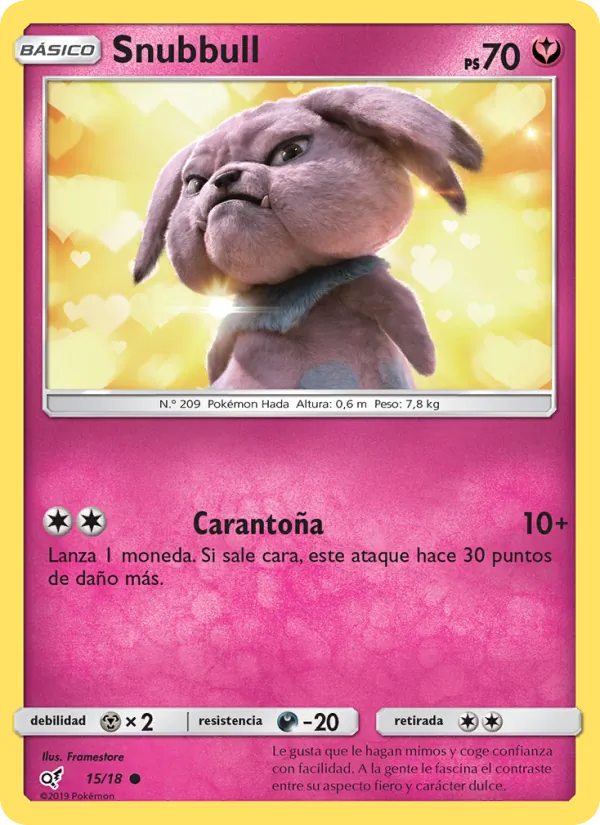 Carta Snubbull de la expansión Detective Pikachu, número 15/18