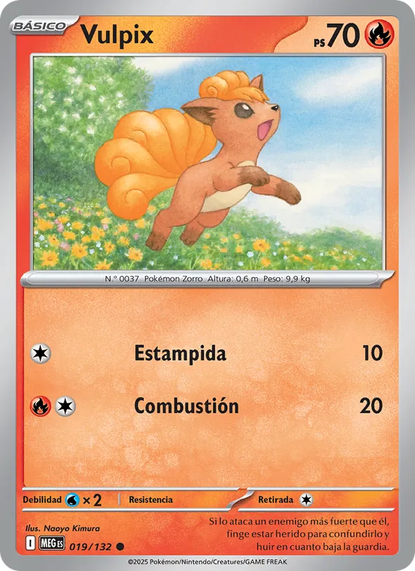 Carta Vulpix de la expansión Megaevolución, número 019/132