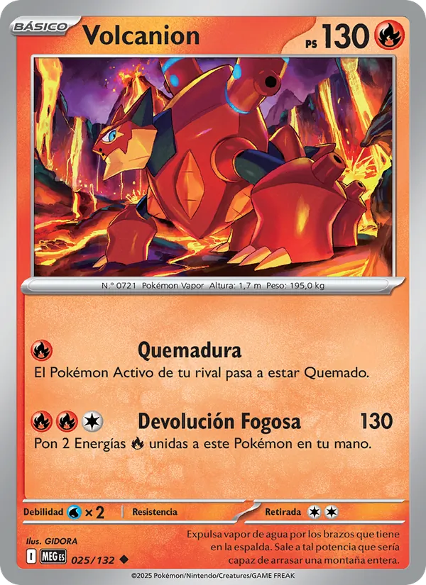Carta Volcanion de la expansión Megaevolución, número 025/132