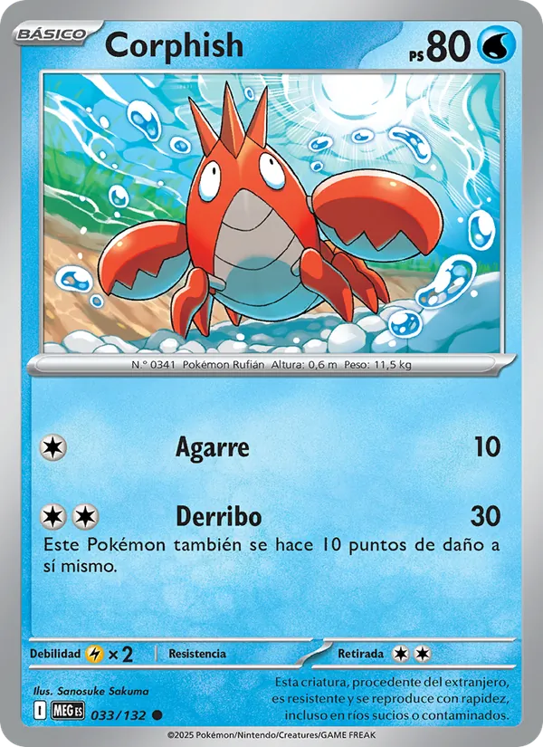 Carta Corphish de la expansión Megaevolución, número 033/132