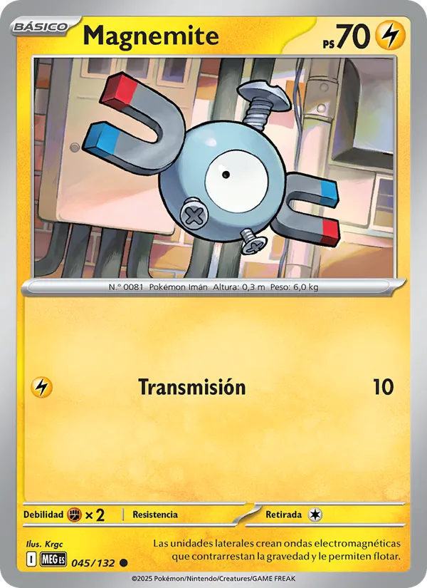 Carta Magnemite de la expansión Megaevolución, número 045/132