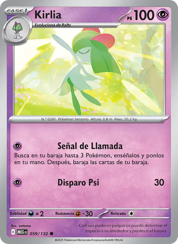 Carta Kirlia de la expansión Megaevolución, número 059/132