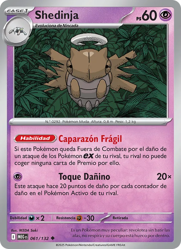 Carta Shedinja de la expansión Megaevolución, número 061/132