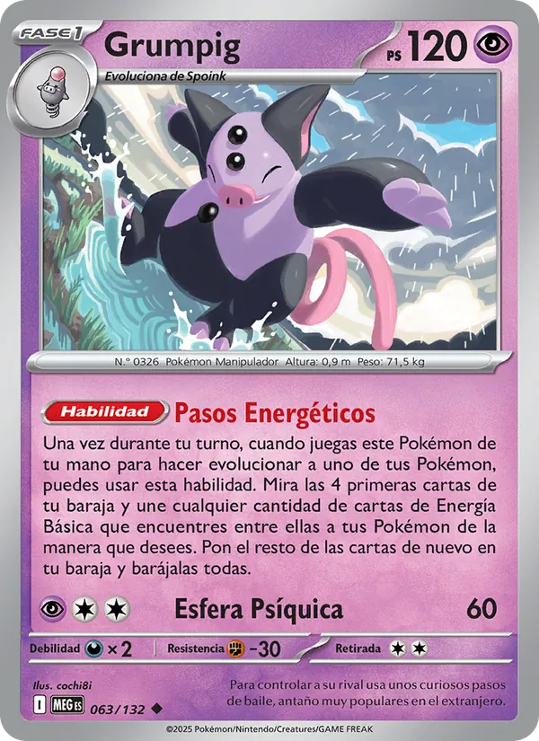 Carta Grumpig de la expansión Megaevolución, número 063/132