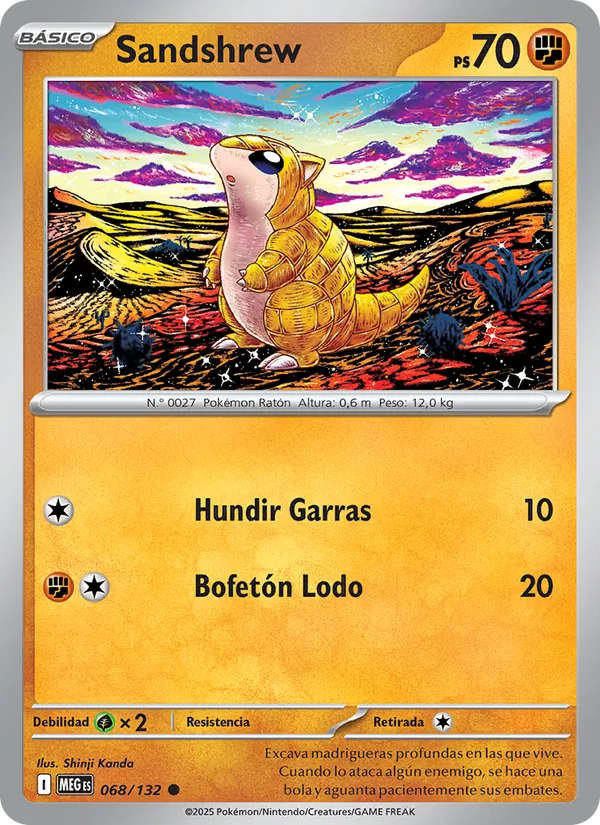 Carta Sandshrew de la expansión Megaevolución, número 068/132