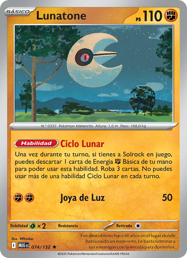 Carta Lunatone de la expansión Megaevolución, número 074/132