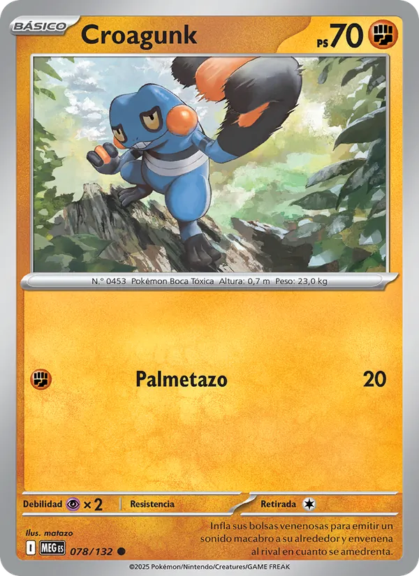 Carta Croagunk de la expansión Megaevolución, número 078/132