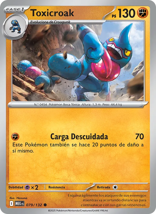 Carta Toxicroak de la expansión Megaevolución, número 079/132