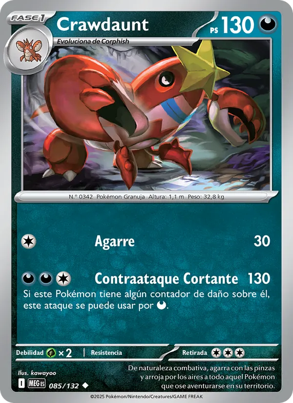 Carta Crawdaunt de la expansión Megaevolución, número 085/132