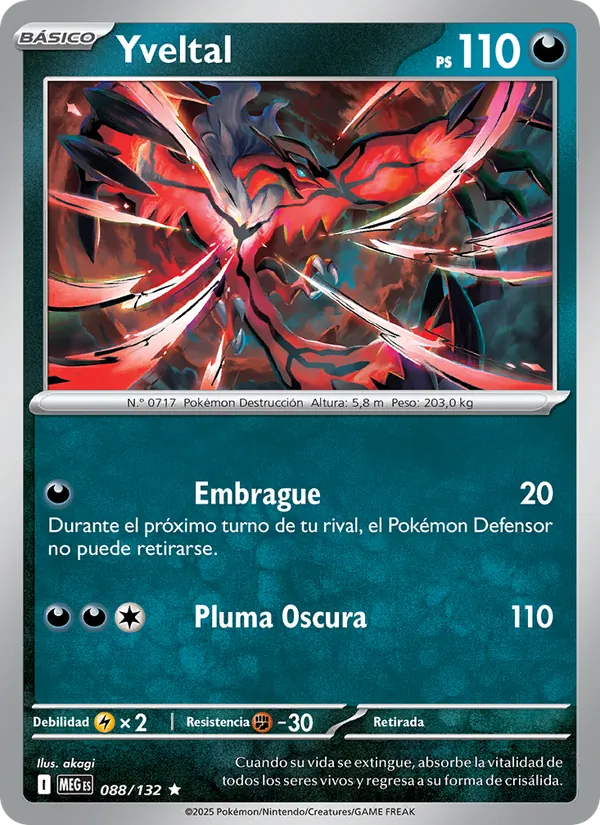 Carta Yveltal de la expansión Megaevolución, número 088/132