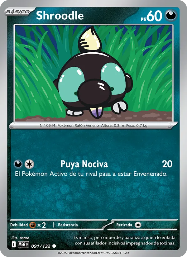 Carta Shroodle de la expansión Megaevolución, número 091/132