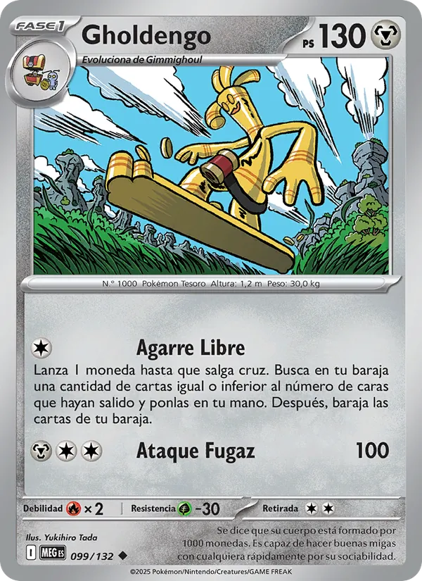 Carta Gholdengo de la expansión Megaevolución, número 099/132