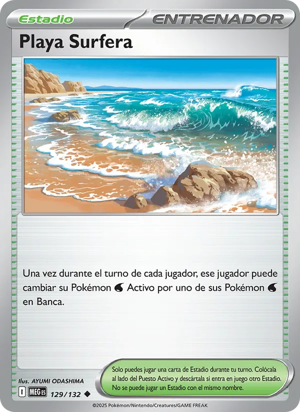 Carta Playa Surfera de la expansión Megaevolución, número 129/132