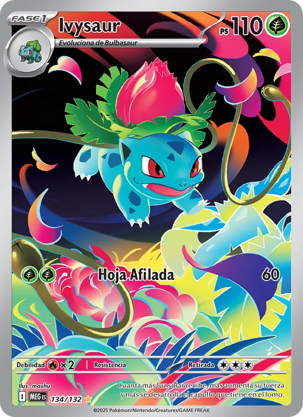 Carta Ivysaur de la expansión Megaevolución, número 134/132