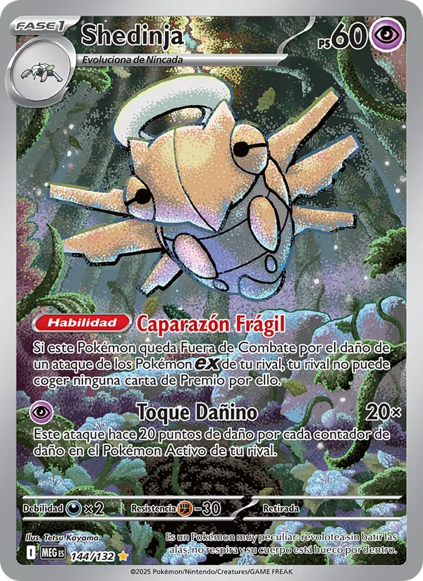 Carta Shedinja de la expansión Megaevolución, número 144/132