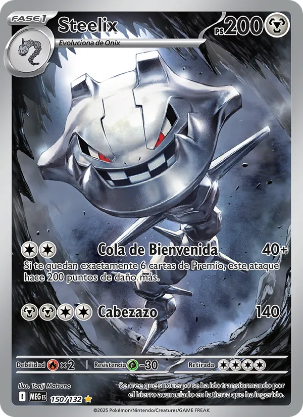 Carta Steelix de la expansión Megaevolución, número 150/132