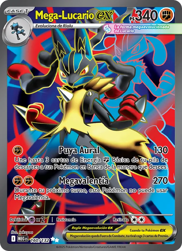 Carta Mega-Lucario ex de la expansión Megaevolución, número 160/132