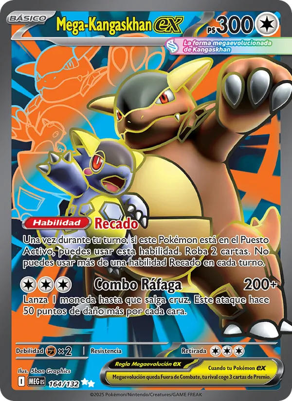 Carta Mega-Kangaskhan ex de la expansión Megaevolución, número 164/132