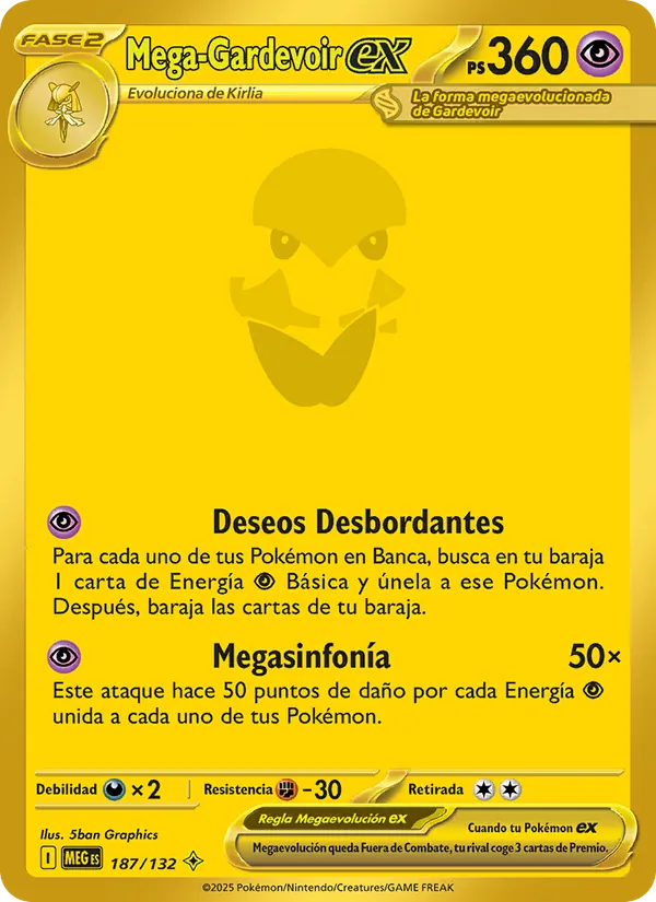 Carta Mega-Gardevoir ex de la expansión Megaevolución, número 187/132