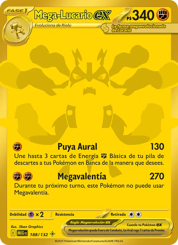 Carta Mega-Lucario ex de la expansión Megaevolución, número 188/132