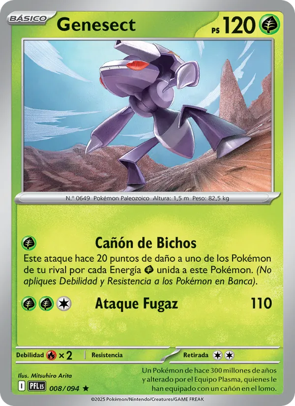 Carta Genesect de la expansión Fuegos Fantasmales, número 008/94