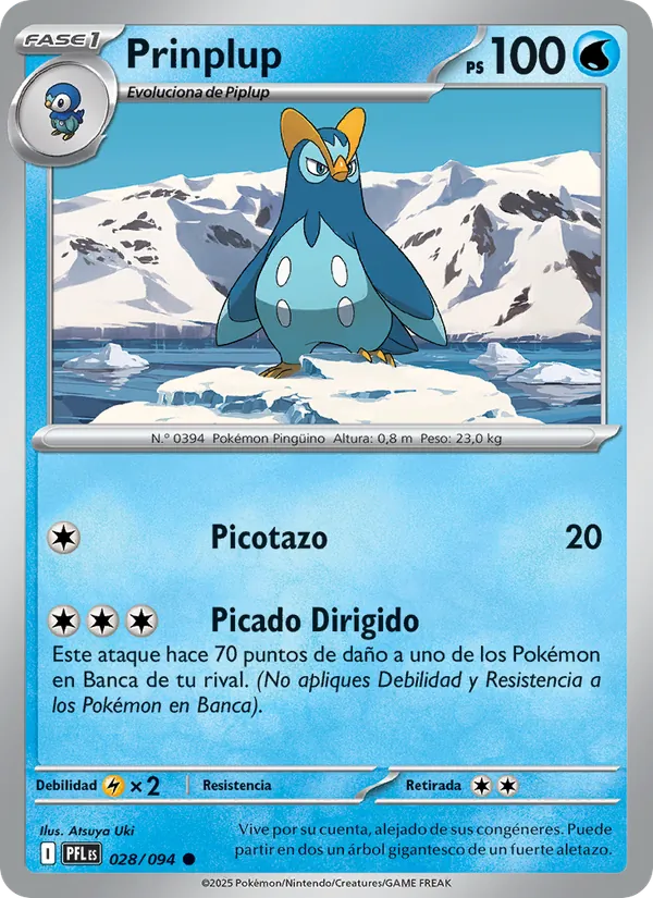 Carta Prinplup de la expansión Fuegos Fantasmales, número 028/94
