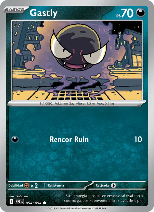 Carta Gastly de la expansión Fuegos Fantasmales, número 054/94