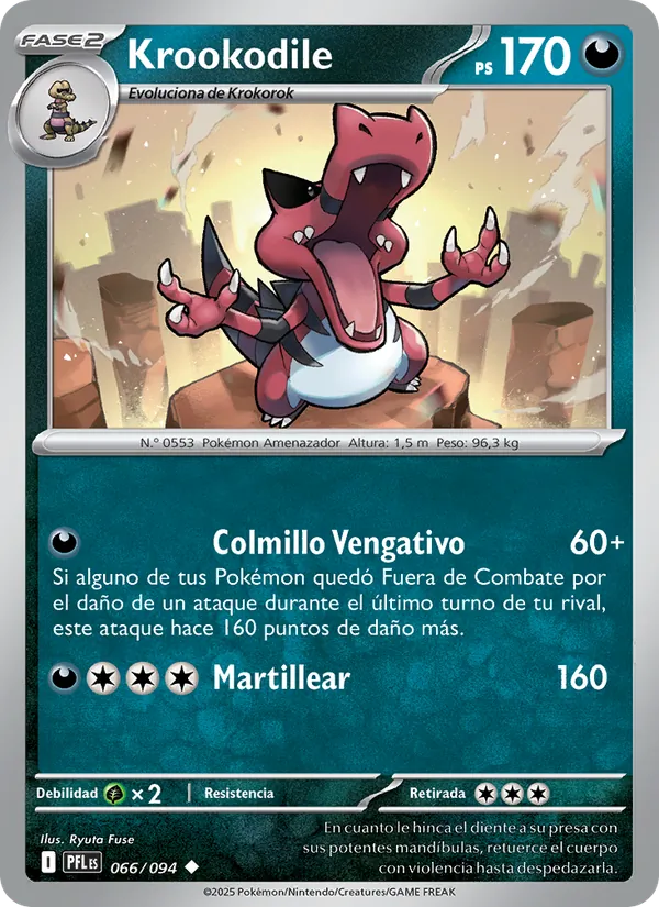 Carta Krookodile de la expansión Fuegos Fantasmales, número 066/94