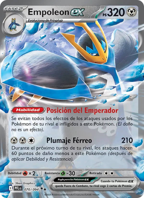 Carta Empoleon ex de la expansión Fuegos Fantasmales, número 070/94