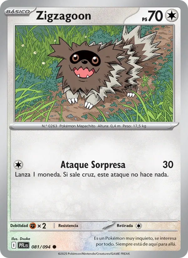 Carta Zigzagoon de la expansión Fuegos Fantasmales, número 081/94