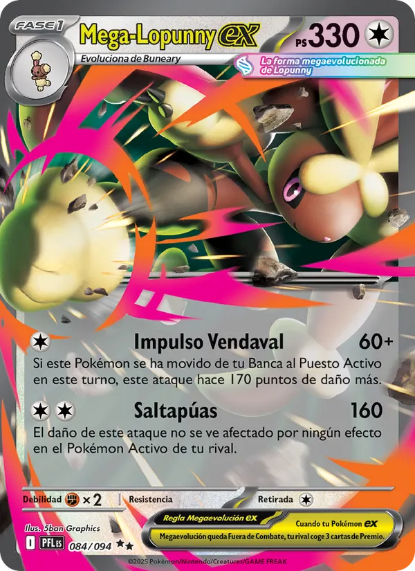 Carta Mega-Lopunny ex de la expansión Fuegos Fantasmales, número 084/94