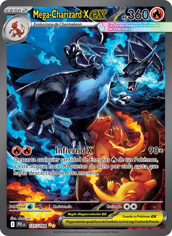 Carta Mega-Charizard X ex de la expansión Fuegos Fantasmales, número 125/94