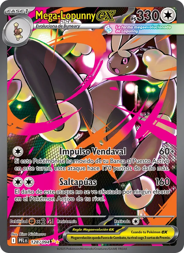 Carta Mega-Lopunny ex de la expansión Fuegos Fantasmales, número 128/94
