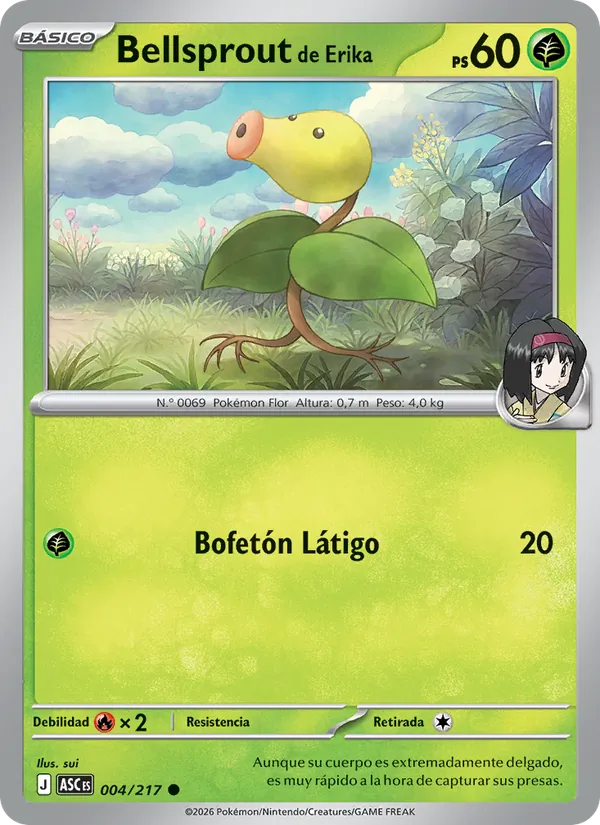 Carta Bellsprout de Erika de la expansión Héroes Ascendentes, número 004/217