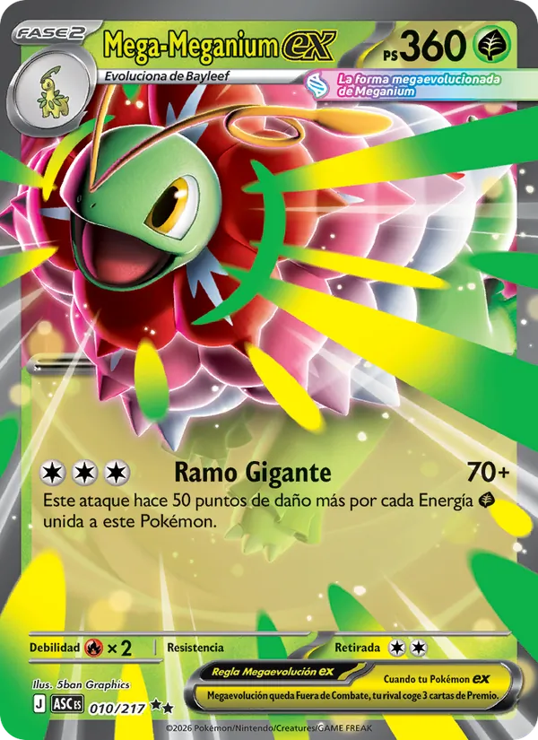 Carta Mega-Meganium ex de la expansión Héroes Ascendentes, número 010/217