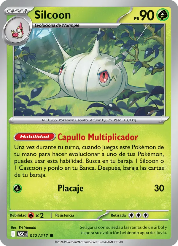 Carta Silcoon de la expansión Héroes Ascendentes, número 012/217