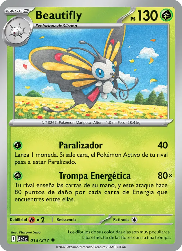 Carta Beautifly de la expansión Héroes Ascendentes, número 013/217