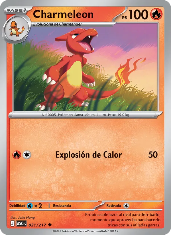 Carta Charmeleon de la expansión Héroes Ascendentes, número 021/217