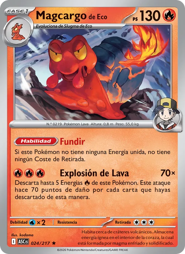 Carta Magcargo de Eco de la expansión Héroes Ascendentes, número 024/217