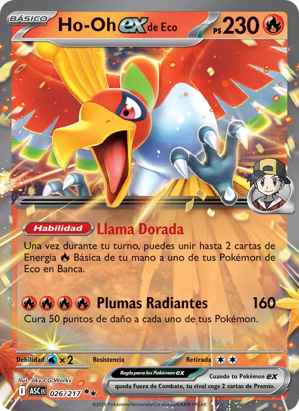 Carta Ho-Oh ex de Eco de la expansión Héroes Ascendentes, número 026/217