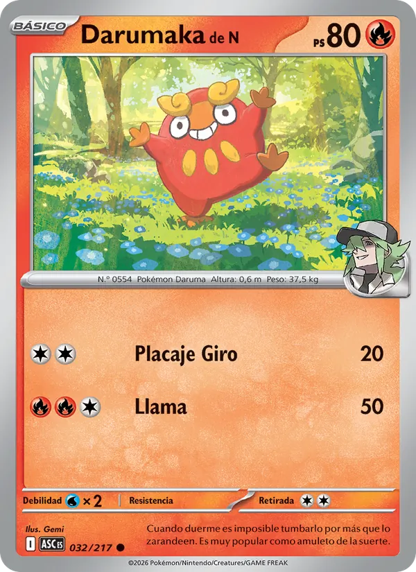 Carta Darumaka de N de la expansión Héroes Ascendentes, número 032/217